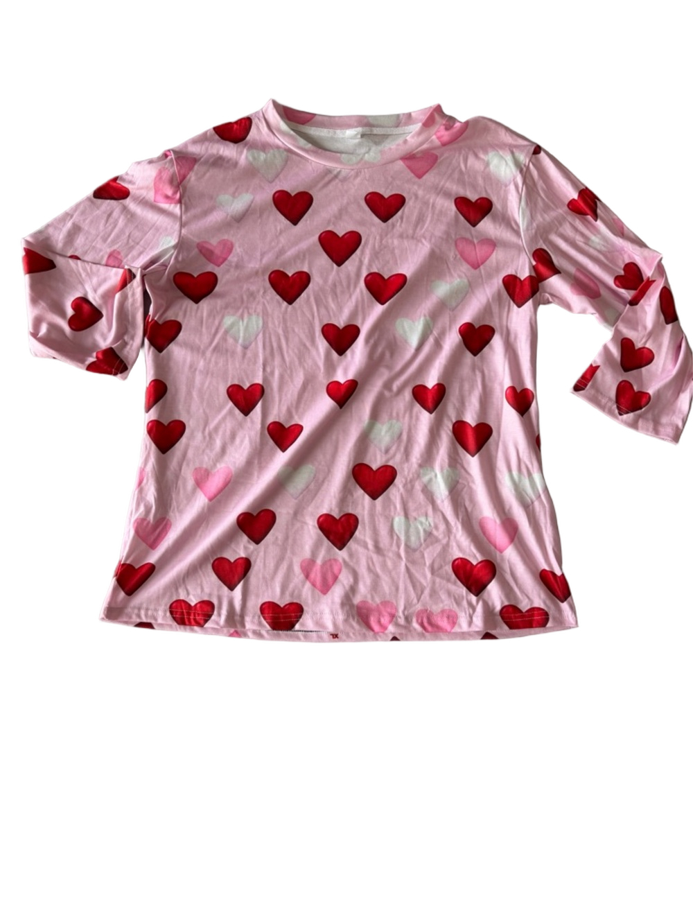 Women's Light Pink Heart Theme Long Sleeve Top Size XL #260347